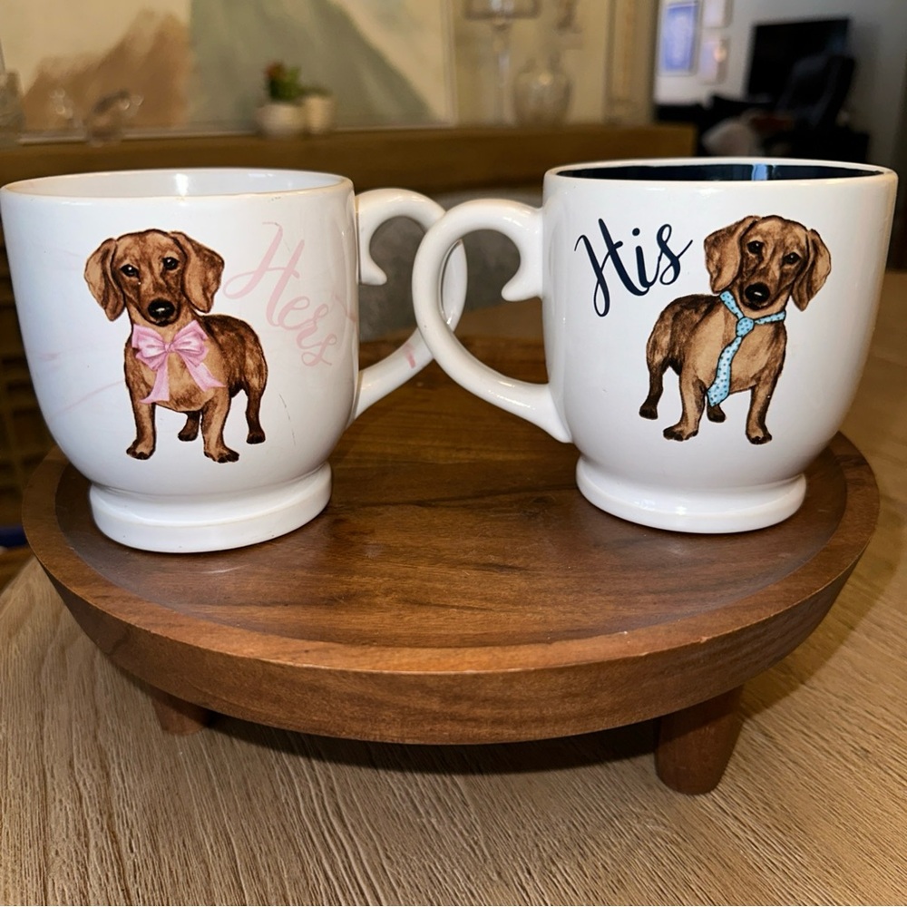 Source Unknown His and Hers Dog Mugs - White and Brown